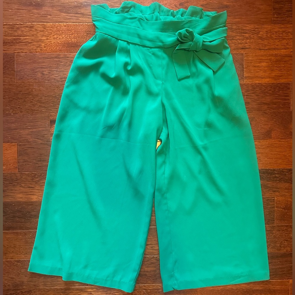 Like 🆕 💚 Carolina Belle Vibrant Green Wide-Leg Culottes. Size 10.